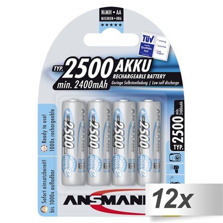 12x4 Ansmann maxE NiMH Akku 2500 Mignon AA 2400 mAh