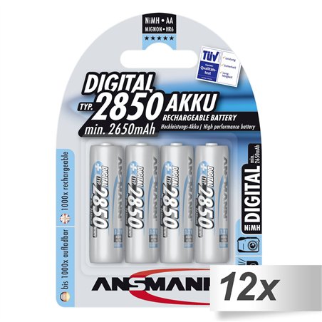 12x4 Ansmann NiMH batt. 2850 Mignon AA 2650 mAh DIGITAL