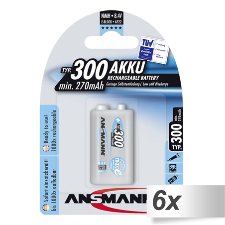 1x6 Ansmann maxE NiMH batt. 300 9V-Block 270 mAh