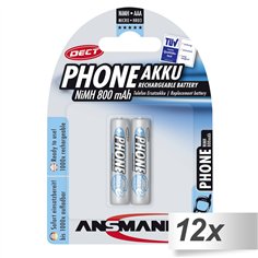12x2 Ansmann maxE NiMH batt. Micro AAA 800 mAh DECT PHONE