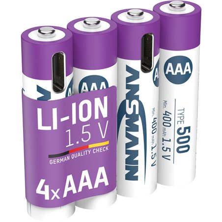 1x4 Ansmann Lithium batt. Micro AAA 400mAh + cavo ric. 1311-0028