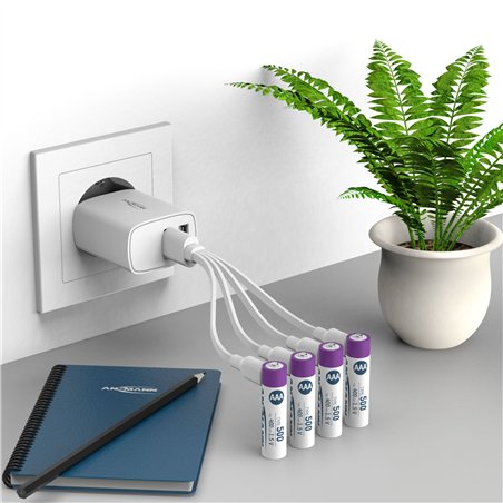 1x4 Ansmann Lithium batt. Micro AAA 400mAh + cavo ric. 1311-0028