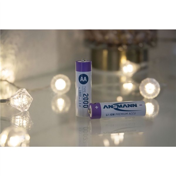 1x4 Ansmann Lithium batt. Mignon AA 1800mAh + cavo ric. 1312-0036