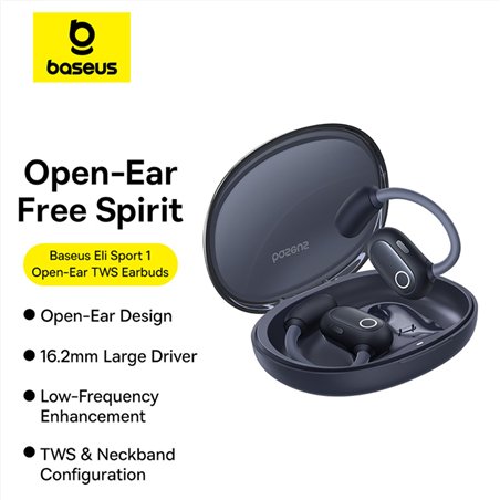 Baseus Eli Sport 1 Open-Ear TWS Earbuds nero