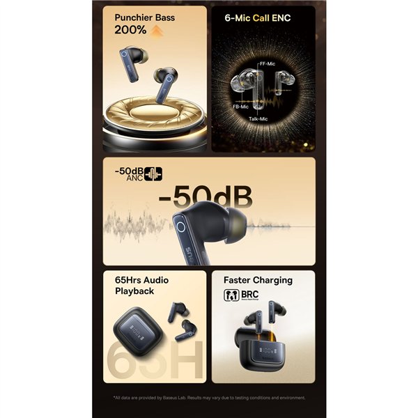 Baseus Bowie 35 True cuffie wireless nero