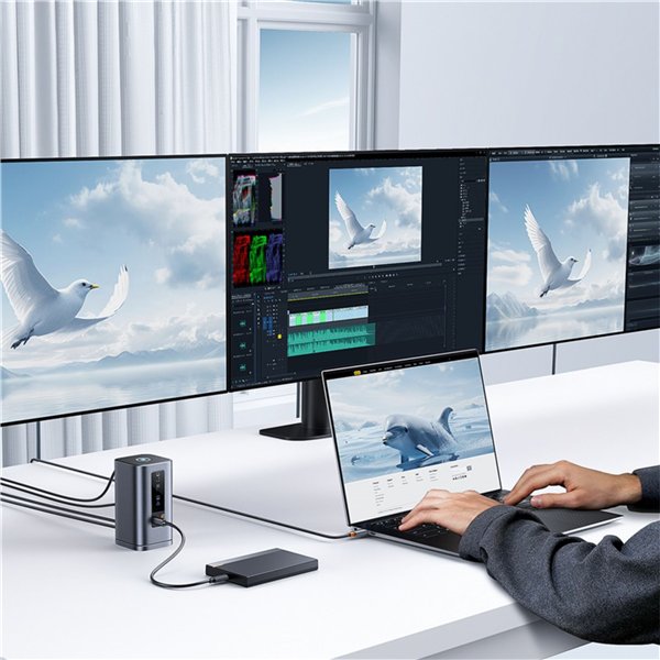 Baseus Spacemate Series 11-in-1 (WIN) Docking Station, grigio