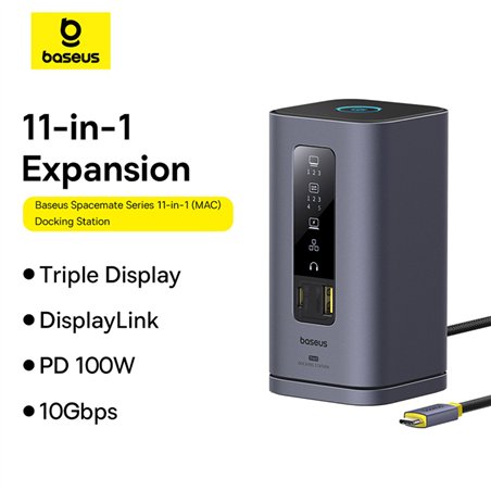 Baseus Spacemate Series 11-in-1 (MAC) Docking Station, grigio
