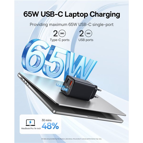 Baseus GaN6 Pro 65W EU incl. cavo di ricarica 1m