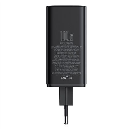 Baseus GaN6 Pro 100W EU con cavo ricarica 1m nero