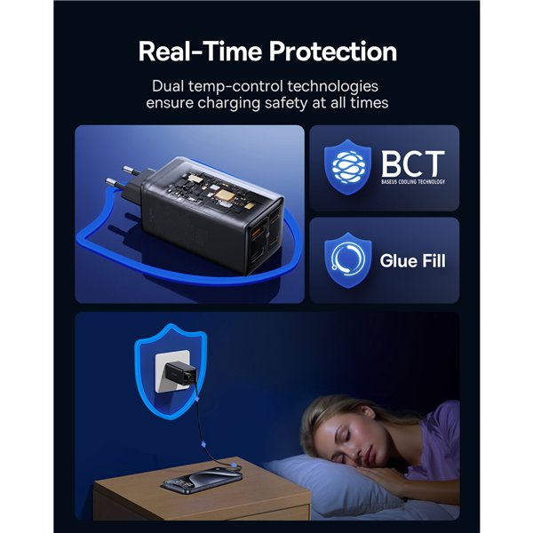 Baseus GaN6 Pro 100W EU con cavo ricarica 1m nero