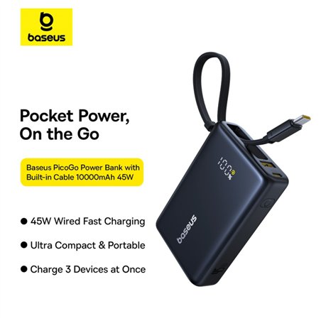Baseus PicoGo Power Bank 10000mAh 45W nero