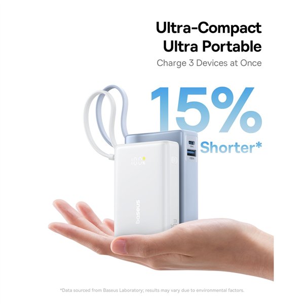 Baseus PicoGo Digital Display Power Bank 10000mAh 45W bianco