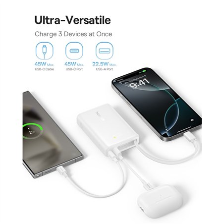 Baseus PicoGo Digital Display Power Bank 10000mAh 45W bianco
