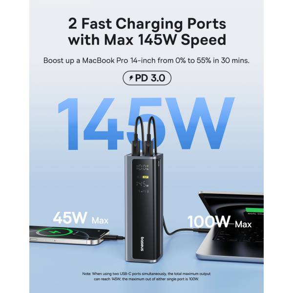 Baseus EnerGeek GP12 Power Bank 20800mAh 145W grigio