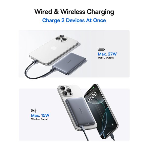 Baseus PicoGo AM41 Ultra-Slim Qi2 Power Bank 10000mAh 27W