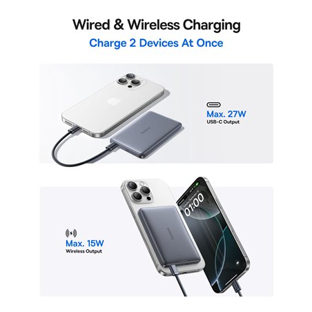 Baseus PicoGo AM41 Ultra-Slim Qi2 Power Bank 10000mAh 27W