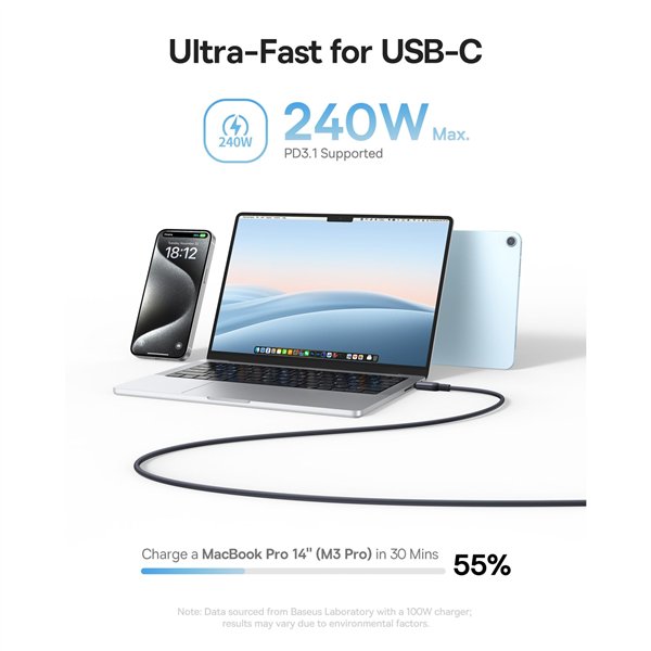 Baseus PicoGo magnetico cavo ricarica rap. USB-C 240W 1m