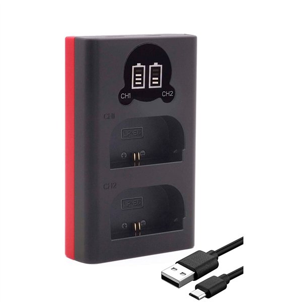 Baxxtar Pro caricabatt. LCD Dual per LP-E6