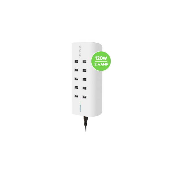 Belkin Rockstar 10 Port caricab. 120W,2,4A a.port, bian. B2B139vf