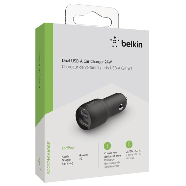 Belkin USB-A caricatore per auto 24W, nero CCB001btBK