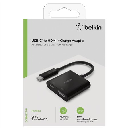 Belkin USB-C su HDMI adatt. 60W PD, nero AVC002btBK