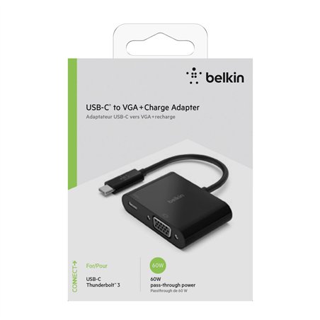 Belkin USB-C a adattatore VGA 60W PD, nero AVC001btBK
