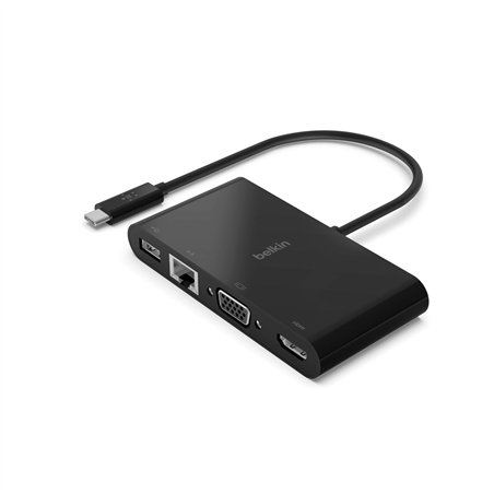 Belkin USB-C a Gigabit-Ethern. HDMI/VGA/USB A adatt., nero