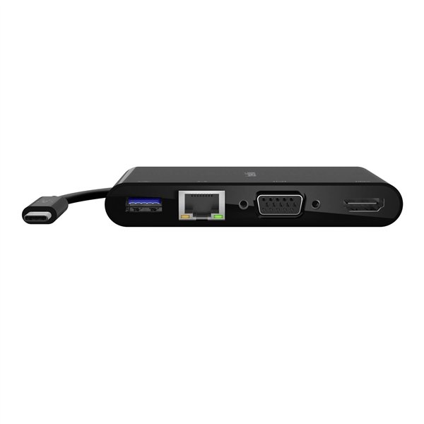 Belkin USB-C a Gigabit-Ethern. HDMI/VGA/USB A adatt., nero