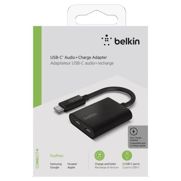 Belkin RockStar USB-C adatt. audio e ric., nero F7U081btBLK