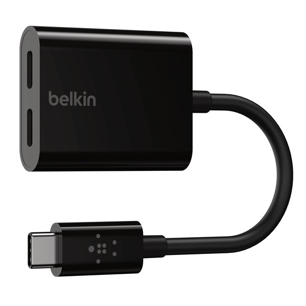 Belkin RockStar USB-C adatt. audio e ric., nero F7U081btBLK