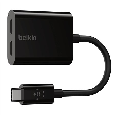 Belkin RockStar USB-C adatt. audio e ric., nero F7U081btBLK