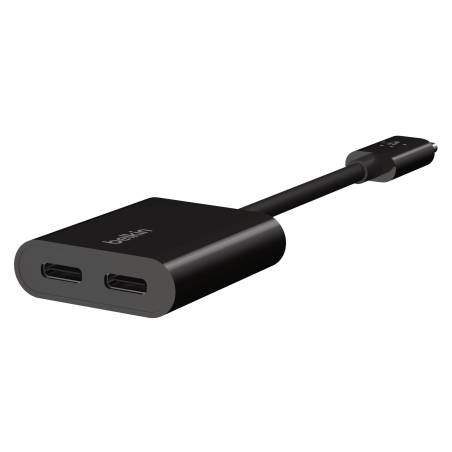 Belkin RockStar USB-C adatt. audio e ric., nero F7U081btBLK
