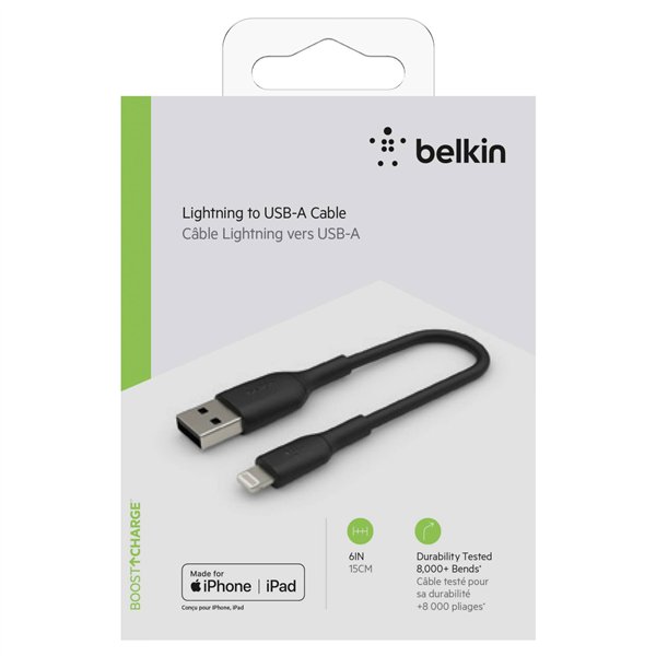Belkin Lightning Lade/Sync cavo 15cm, PVC, nero, mfi zert.