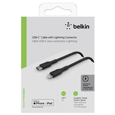 Belkin Lightning/USB-C cavo 1m ummantelt, mfi zert., nero