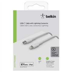 Belkin Lightning/USB-C cavo 2m rivestito cert. mfi, bianco