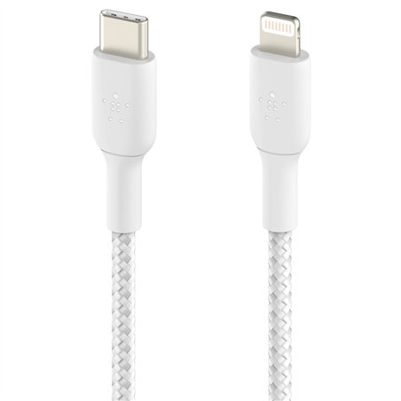 Belkin Lightning/USB-C cavo 2m rivestito cert. mfi, bianco
