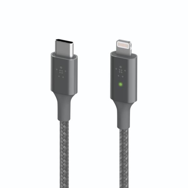 Belkin Smart LED cavo grig. 1,2m USB-C / Lightning   CAA006bt04GR