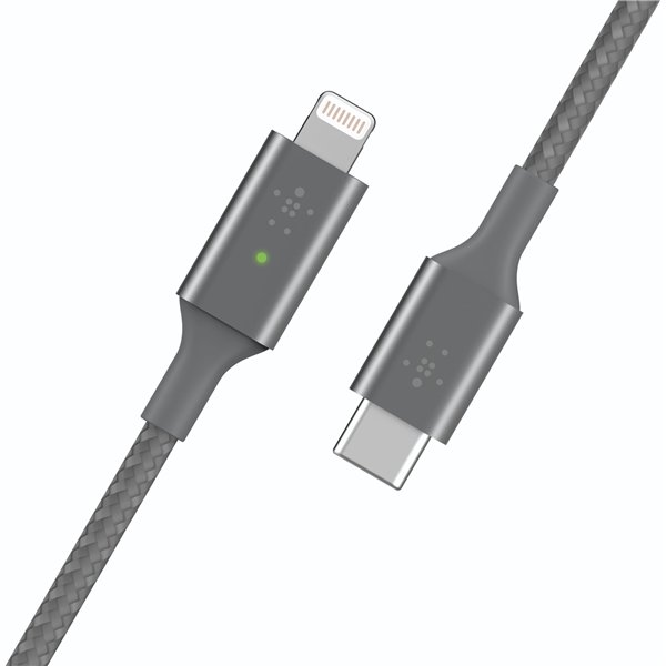 Belkin Smart LED cavo grig. 1,2m USB-C / Lightning   CAA006bt04GR