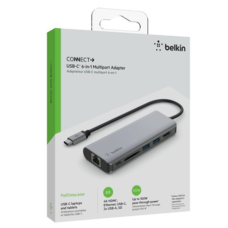 Belkin CONNECT USB-C 6-in-1 Multiport-Adapter    AVC008btSGY