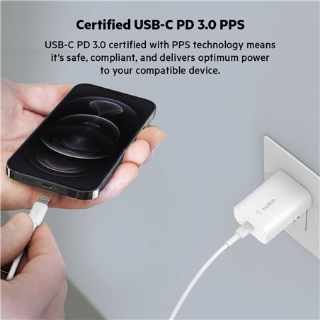 Belkin BOOST Charge 25W USB-C caricatore + PD, bian.WCA004vfWH