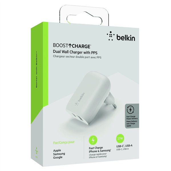 Belkin BOOST Charge 37W Dual USB-C 25W PD + USB-A  WCB007vfWH