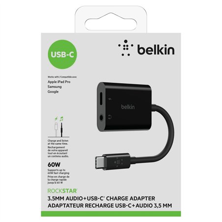 Belkin RockStar 3,5mm adatt.ric. audio e USB-C nero  NPA004btBK