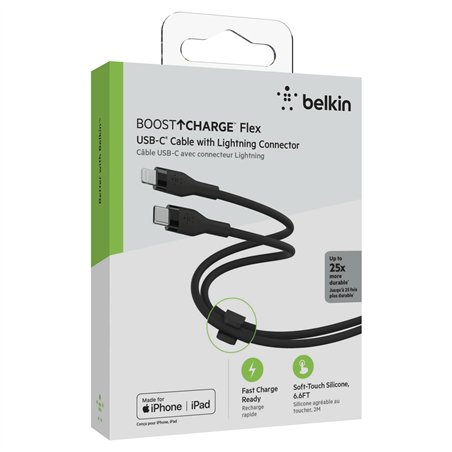 Belkin Flex Lightning/USB-C 15W 2m, mfi, 15W, nero CAA009bt2MBK