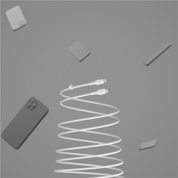 Belkin Flex Lightning/USB-C 15W 3m, mfi, 15W, bian. CAA009bt3MWH