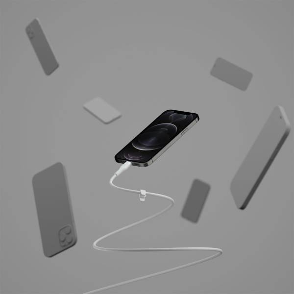 Belkin Flex Lightning/USB-C 15W 3m, mfi, 15W, bian. CAA009bt3MWH