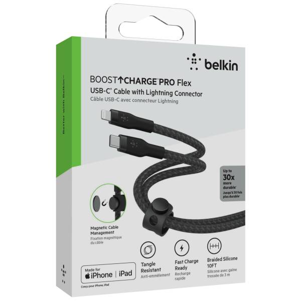 Belkin Flex Lightning/USB-C 15W 3m mfi.cert.nero CAA011bt3MBK