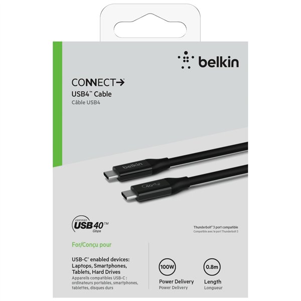 Belkin USB4 cavo USB-C/USB-C 40Gb/s 100W 0,8m   INZ001bt0.8MK