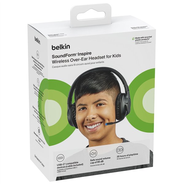 Belkin Soundform Inspirer On-Ear cuffie bambini, Bluetooth, nero