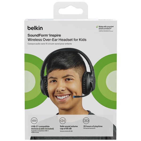 Belkin Soundform Inspirer On-Ear cuffie bambini, Bluetooth, nero