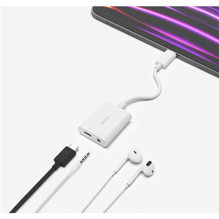 Belkin RockStar 3,5mm adatt.ric. audio e USB-C bianco NPA004btWH